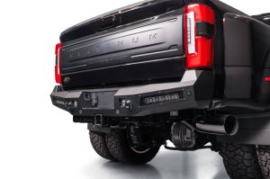 Ford Super Duty F-250 Bumper - Rear - Addictive Desert Designs - HoneyBadger - Hammer Black with Satin Black Panels - `23-`26